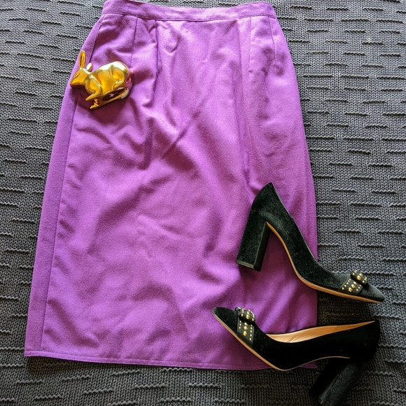 Vintage Dresses & Skirts - VTG Royal Purple Wool Skirt Sz 4